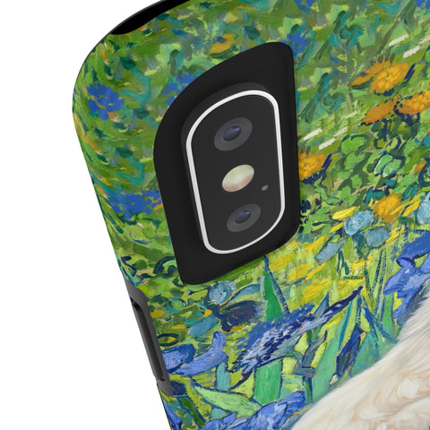 White Cat With Van Gogh Irises, Cat iPhone case, Tough Phone Cases