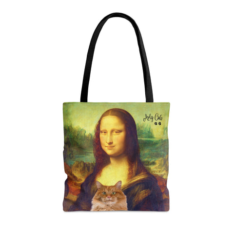 Mona Lisa with Cat, Leonardo da Vinci, All Purpose Designer Tote Bag