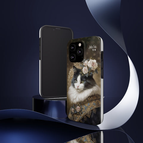 Victorian Cat with Roses, Cat iPhone case, Tough Phone Cases