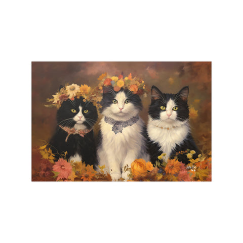 Autumn Kittens in the Blooming Meadow, Unframed Satin Posters