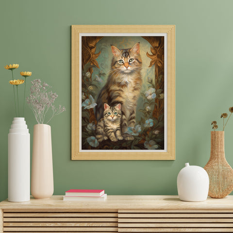 A Mothers Love,  Cat Art Poster, Unframed Printed Satin Posters (210gsm)