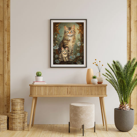 A Mothers Love,  Cat Art Poster, Unframed Printed Satin Posters (210gsm)