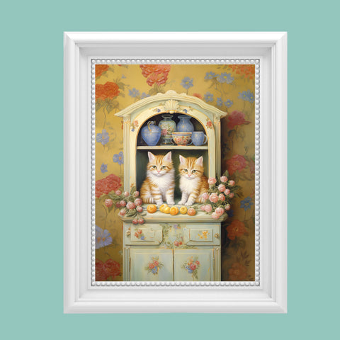 Cozy Kitchen Kittens, A Hutch Cabinet Tale, Unframed Satin Poster