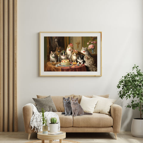 A Wonderful Cats Birthday Party, Unframed Satin Posters