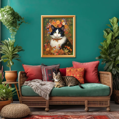 The Woodland Cat Poster, Unframed Printable Satin Poster