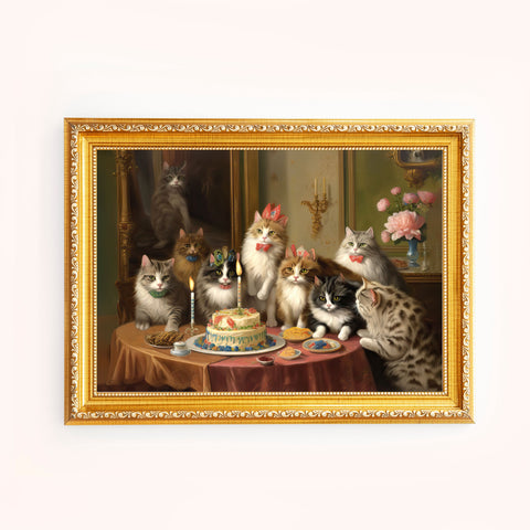 A Wonderful Cats Birthday Party, Unframed Satin Posters