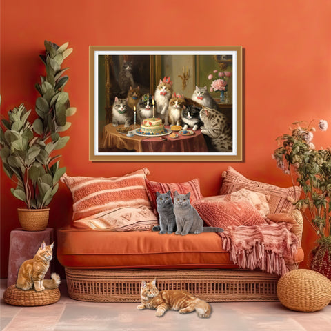 A Wonderful Cats Birthday Party, Unframed Satin Posters