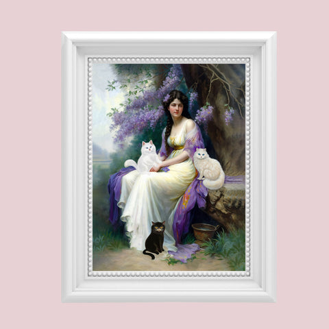 Lady of the Forest with her Cats, Unframed Printed Satin Poster