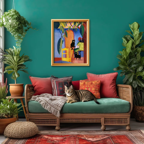 Cats at Turkish Cafe, August Macke Painting, Unframed Poster