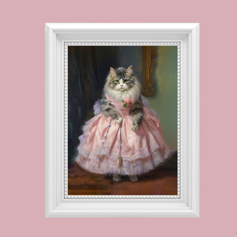 Purrfection in Pink, Stylish Kitty Couture, Unframed Satin Poster