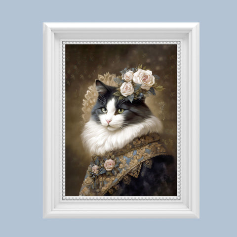 Victorian Cat with Roses, Unframed Satin Poster