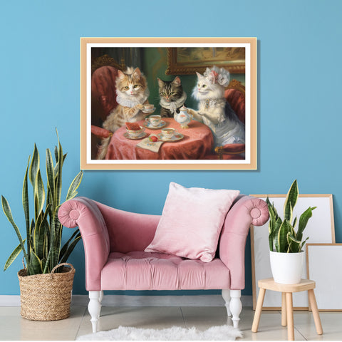 Purr-fectly Posh Cat-Tea Party, Unframed Satin Poster (210gsm)