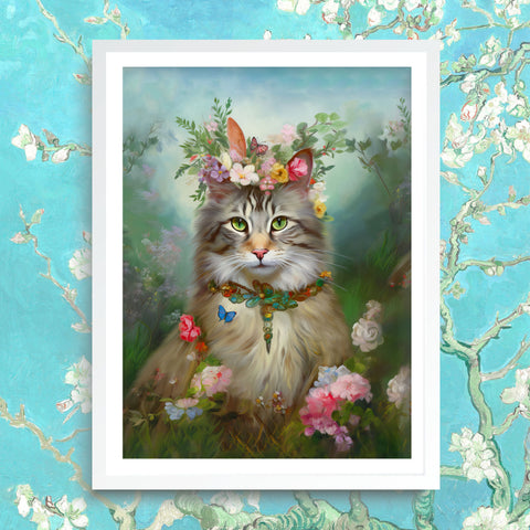 Princess Blossom, Charming Maine Coon Cat, Unframed Satin Poster Print