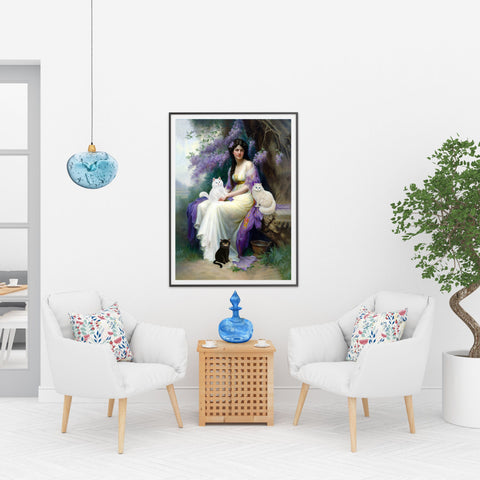 Lady of the Forest with her Cats, Unframed Printed Satin Poster