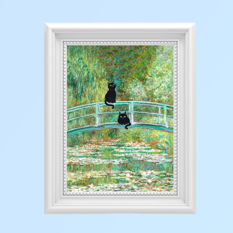 Monet's The Water Lily Pond Bridge with the Cats, Unframed Printed Poster