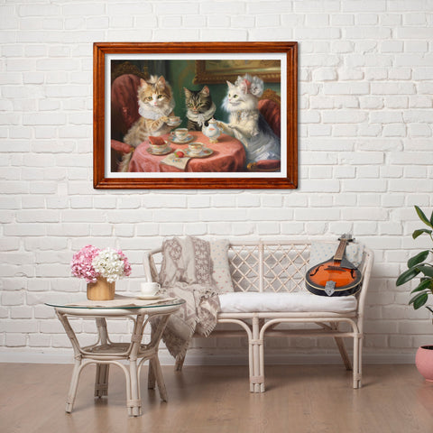 Purr-fectly Posh Cat-Tea Party, Unframed Satin Poster (210gsm)