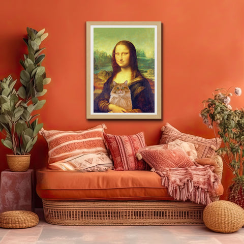 Mona Lisa's Purrfect Partner, Unframed Satin Poster