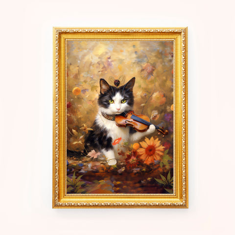 Melodic Feline Serenity, Unframed Satin Poster Print