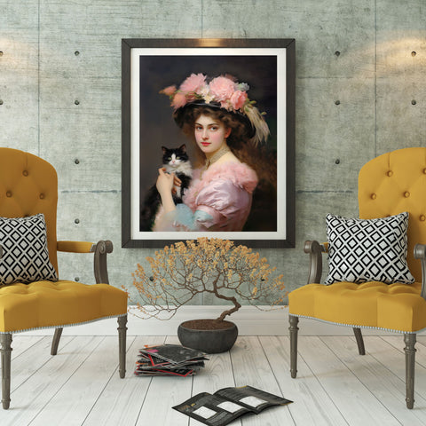 Purrfectly Vintage Beauty and Kitty Winks, Unframed Satin Poster