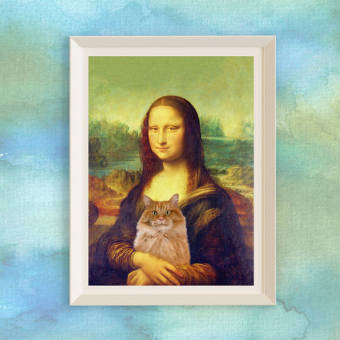 Mona Lisa's Purrfect Partner, Unframed Satin Poster