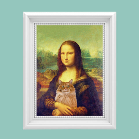 Mona Lisa's Purrfect Partner, Unframed Satin Poster