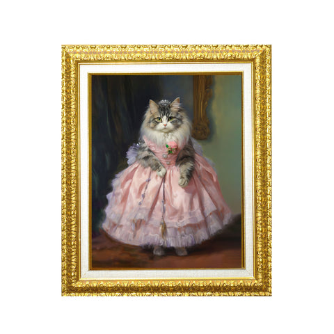 Purrfection in Pink, Stylish Kitty Couture, Unframed Satin Poster