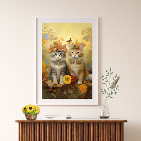 Springtime Whispers Luna and Blossom, Unframed Satin Poster Print