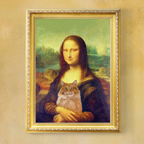 Mona Lisa's Purrfect Partner, Unframed Satin Poster