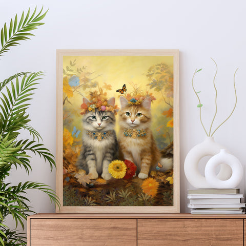 Springtime Whispers Luna and Blossom, Unframed Satin Poster Print