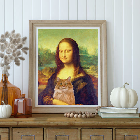 Mona Lisa's Purrfect Partner, Unframed Satin Poster