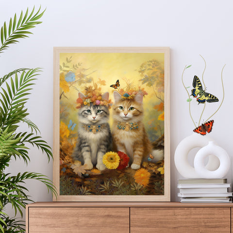 Springtime Whispers Luna and Blossom, Unframed Satin Poster Print