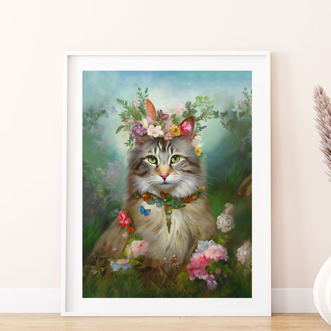 Princess Blossom, Charming Maine Coon Cat, Unframed Satin Poster Print