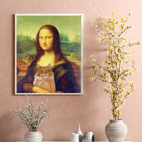 Mona Lisa's Purrfect Partner, Unframed Satin Poster