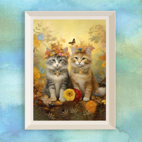 Springtime Whispers Luna and Blossom, Unframed Satin Poster Print