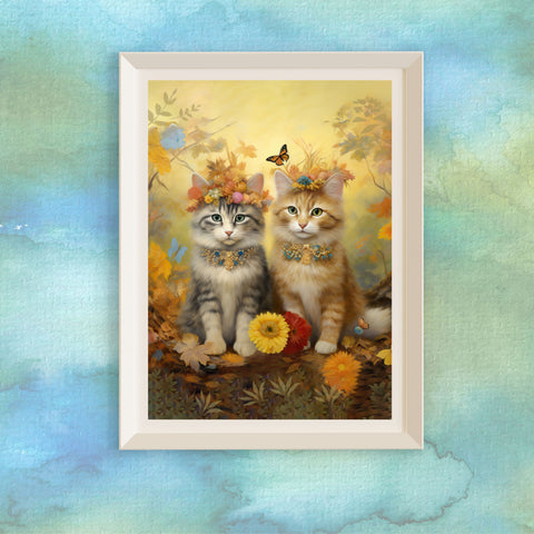 Springtime Whispers Luna and Blossom, Unframed Satin Poster Print