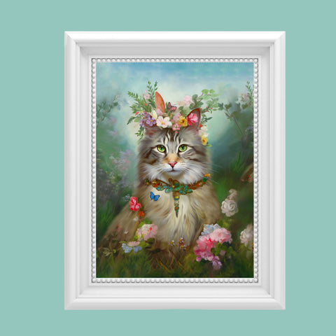 Princess Blossom, Charming Maine Coon Cat, Unframed Satin Poster Print