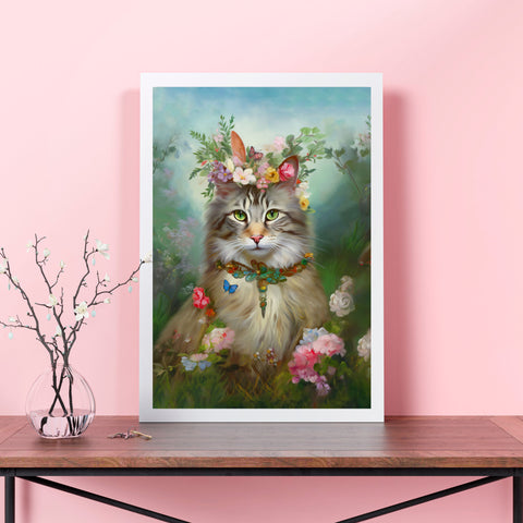 Princess Blossom, Charming Maine Coon Cat, Unframed Satin Poster Print