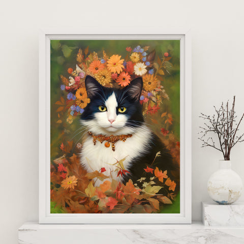 The Woodland Cat Poster, Unframed Printable Satin Poster