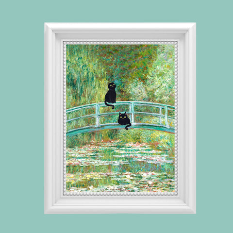 Monet's The Water Lily Pond Bridge with the Cats, Unframed Printed Poster