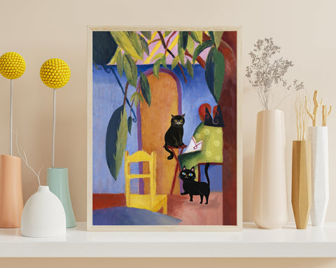 Cats at Turkish Cafe, August Macke Painting, Unframed Poster