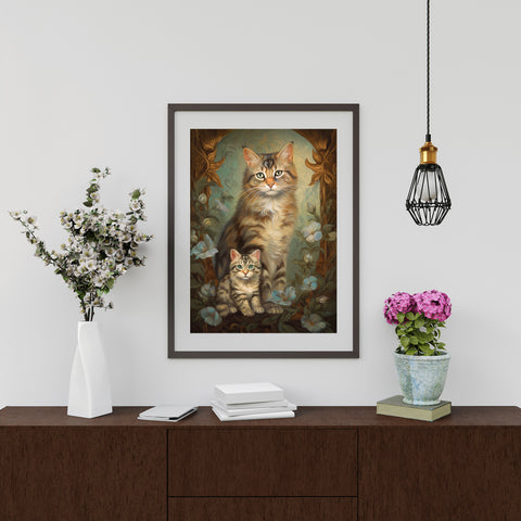 A Mothers Love,  Cat Art Poster, Unframed Printed Satin Posters (210gsm)