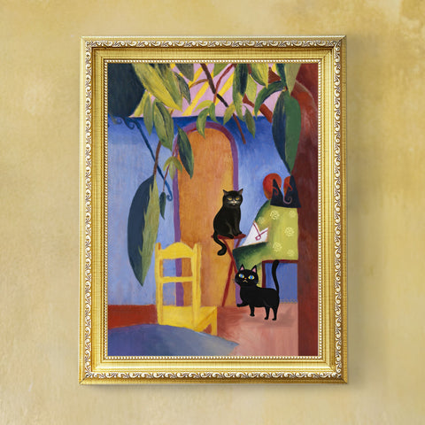 Cats at Turkish Cafe, August Macke Painting, Unframed Poster