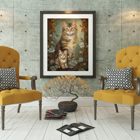 A Mothers Love,  Cat Art Poster, Unframed Printed Satin Posters (210gsm)