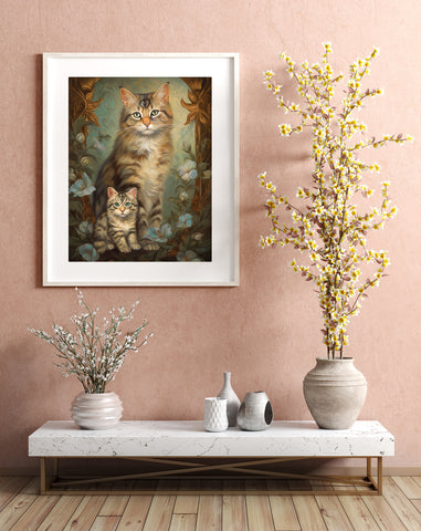 A Mothers Love,  Cat Art Poster, Unframed Printed Satin Posters (210gsm)