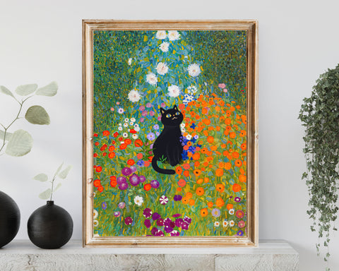 Gustav Klimt Cat Print, Printable wall art poster