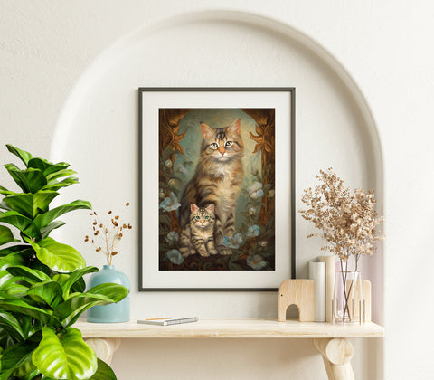 A Mothers Love,  Cat Art Poster, Unframed Printed Satin Posters (210gsm)