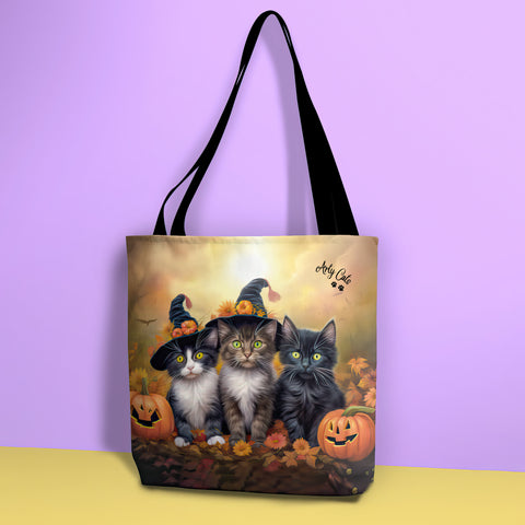 Halloween Kittens in Autumn Splendor, All Purpose Designer Tote Bag