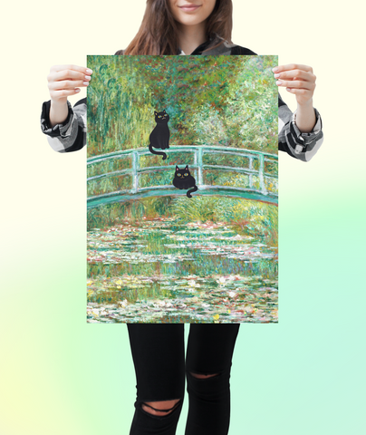 Monet's The Water Lily Pond Bridge with the Cats, Unframed Printed Poster