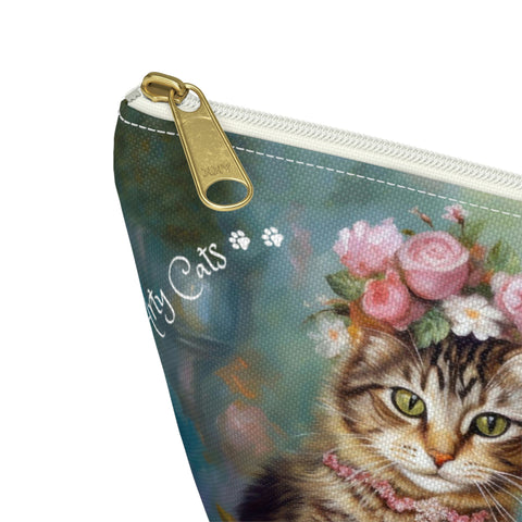 Two Cats in Paris Having Tea And Cakes at Little Posh Cafe, All purpose Accessory Pouch Bag