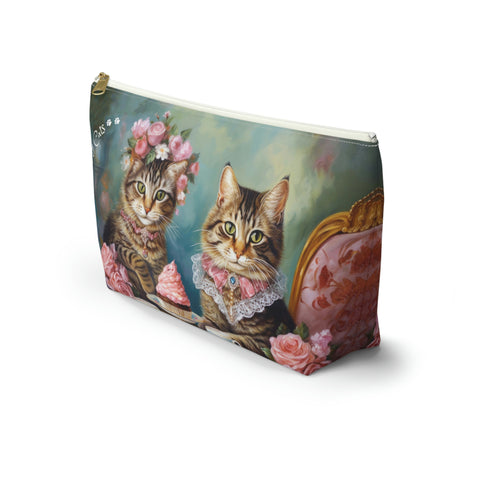 Two Cats in Paris Having Tea And Cakes at Little Posh Cafe, All purpose Accessory Pouch Bag